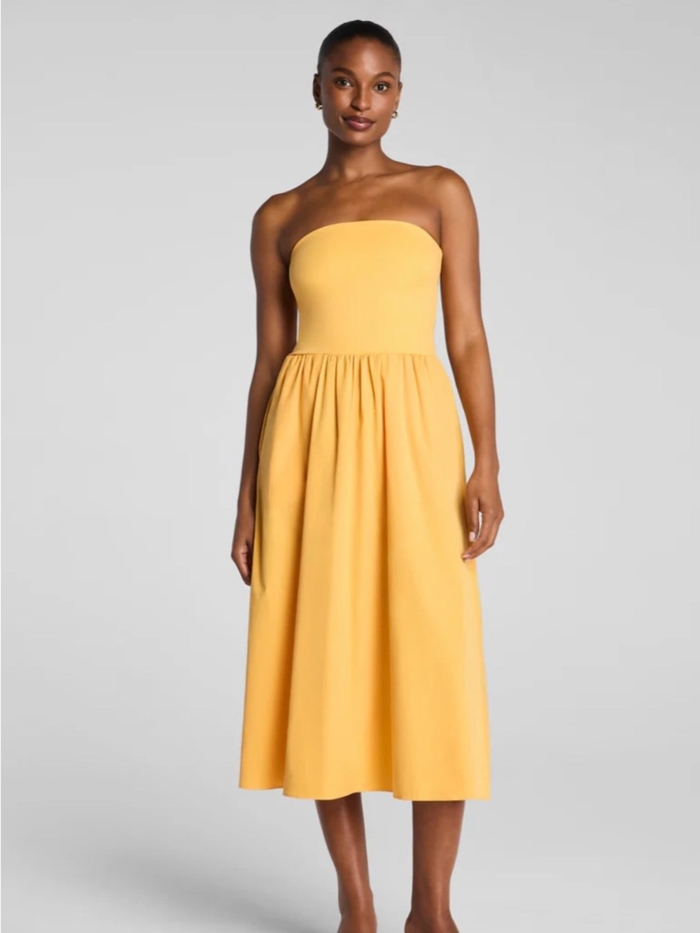 Spanx Strapless marigold Midi Dress NWT